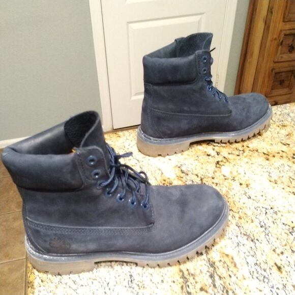 Timberland 6 Inch Premium Waterproof Boots 6718B Men's Sz 7M Navy Nubuck Suede - Picture 1 of 13